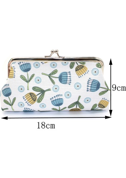 Vintage Çiçek Debriyaj Cüzdan Jüt Kumaş Uzun Cüzdan Bozuk Para Cüzdanı Bayan Moda-Retro Çile Cüzdan Sevimli Çanta Para Kartı Tutucu (Yurt Dışından)