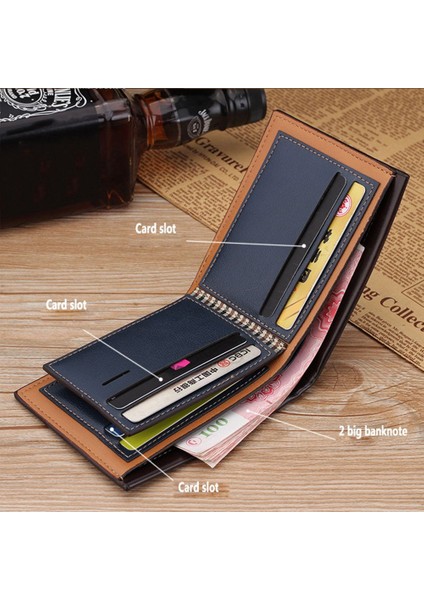 1 Adet 2022 Vintage Erkek Deri Cüzdan Marka Lüks Kısa Ince Erkek Çantalar Para Klip Kredi Kartı Dolar I Portomonee Carteria (Yurt Dışından)
