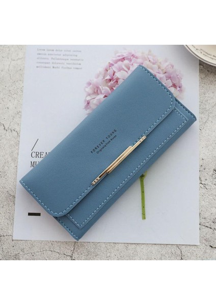 Yeni Moda Kadın Cüzdan Marka Mektup Uzun Üç Katlı Cüzdan Taze Pu Deri Kadın Debriyaj Kart Sahibinin Cartera Mujer (Yurt Dışından)