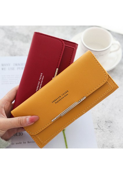 Yeni Moda Kadın Cüzdan Marka Mektup Uzun Üç Katlı Cüzdan Taze Pu Deri Kadın Debriyaj Kart Sahibinin Cartera Mujer (Yurt Dışından) modelleri