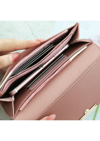 Yeni Moda Kadın Cüzdan Marka Mektup Uzun Üç Katlı Cüzdan Taze Pu Deri Kadın Debriyaj Kart Sahibinin Cartera Mujer (Yurt Dışından) fırsatları