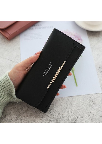 Yeni Moda Kadın Cüzdan Marka Mektup Uzun Üç Katlı Cüzdan Taze Pu Deri Kadın Debriyaj Kart Sahibinin Cartera Mujer (Yurt Dışından) indirimleri