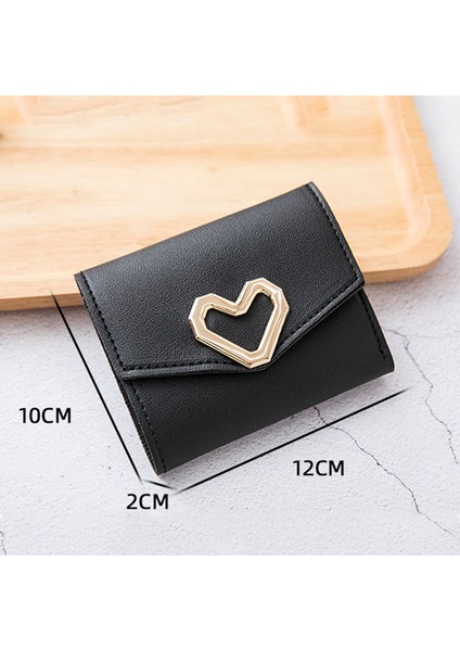 Moda Kısa Cüzdan Kadın Kore Tarzı Kalp Şeklinde Küçük Cüzdan Basit Kare Üç Katlı Cüzdan Kadın Bozuk Para Cüzdanı (Yurt Dışından) indirimleri