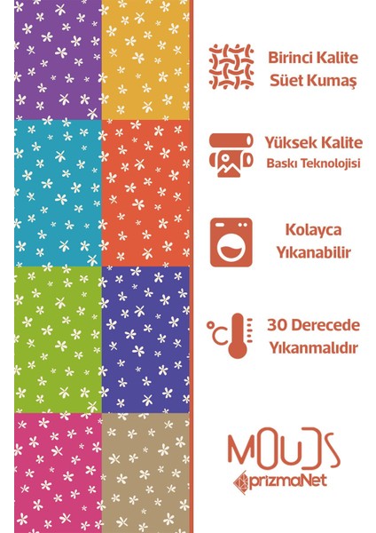Parçalı Çiçekli Desenli Süet Oturma Odası Salon Fon Perde Baskılı Ekstrafor Büzgü 2 Kanat PRD-1005