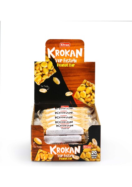 Yer Fıstıklı Krokan Bar 30 Gr. 20 Adet (1 Kutu)