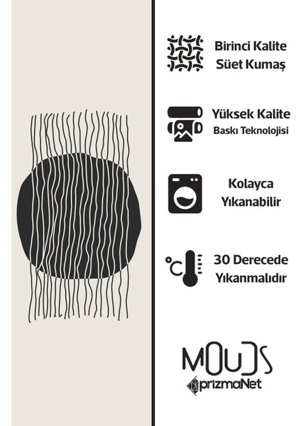 Real Art Desenli Süet Oturma Odası Salon Fon Perde Baskılı Ekstrafor Büzgü 2 Kanat PRD-1112