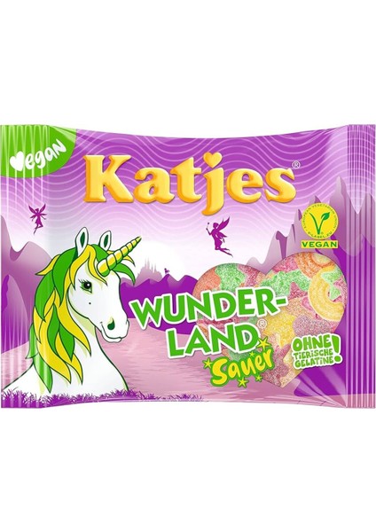 Wunderland Vegan Meyveli Şekerleme 175 gr Ekşi Aromalı Renkli Gummy Şekerler