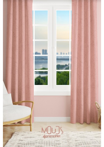 Hope Fell 4 Desenli Süet Oturma Odası Salon Fon Perde Baskılı Ekstrafor Büzgü 2 Kanat PRD-1057