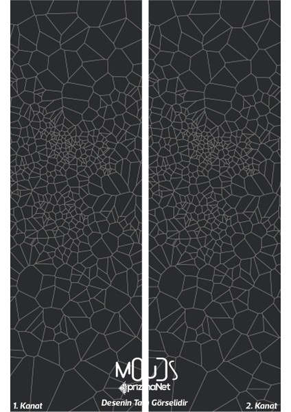 Grey Crystal Desenli Süet Oturma Odası Salon Fon Perde Baskılı Ekstrafor Büzgü 2 Kanat PRD-1079