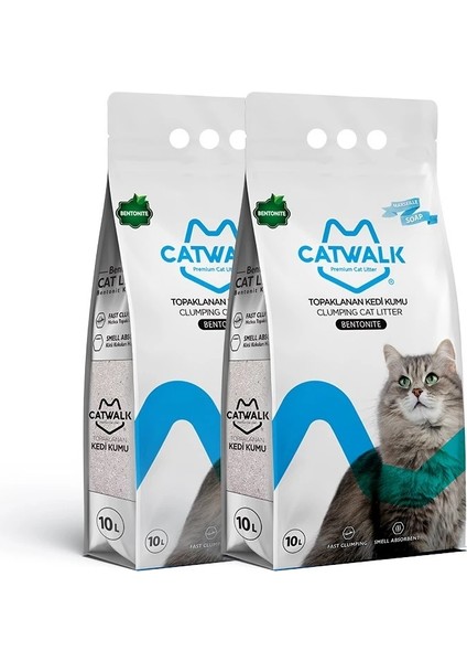 Catwalk Marsilya Sabun Kokulu İnce Taneli Kedi Kumu 10 Lt x 2