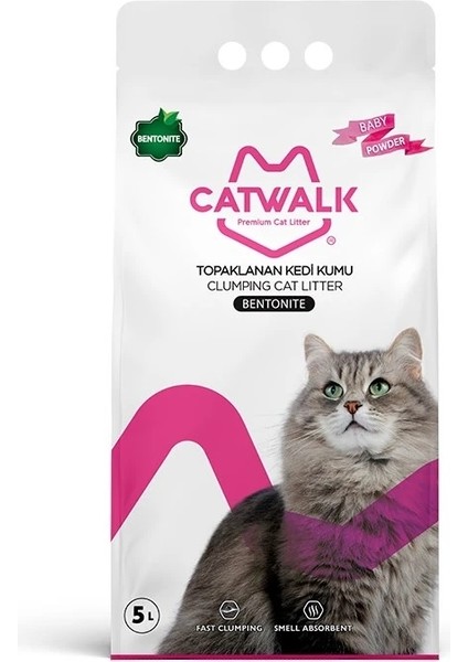 Catwalk Bebek Pudralı İnce Taneli Kedi Kumu  5 Lt.