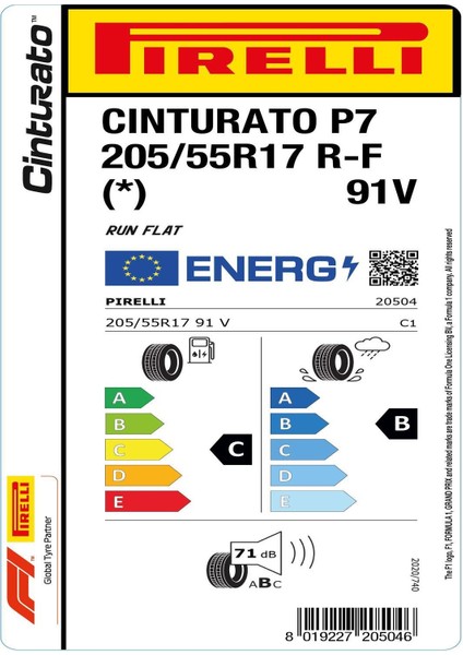 205/55 R17 91V Cinturato P7 Rft * Oto Yaz Lastiği (Üretim Yılı: 2024) fırsatları