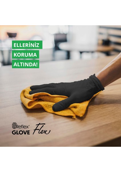 Flex Eldiven Tek Kullanımlık Pudrasız Siyah M Beden Eldiven 100’lü