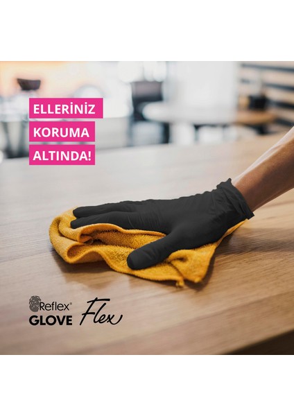 Flex Eldiven Tek Kullanımlık Pudrasız Siyah S Beden Eldiven 100’lü