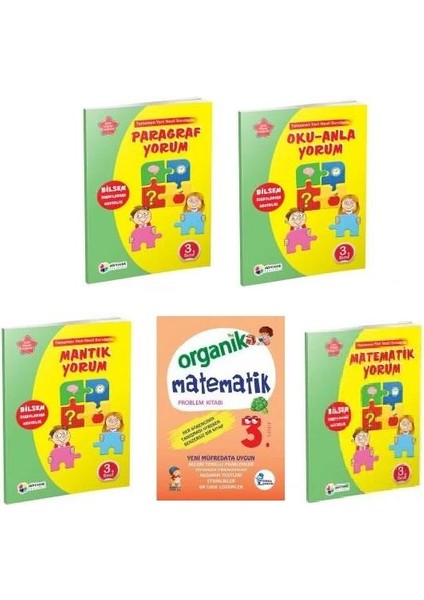 Dört Renk Yayınları Dörtrenk 3. Sınıf Organik Matematik - Mantık Yorum - Matematik Yorum - Oku Anla Yorum - Paragraf Yorum (5 Kitap)