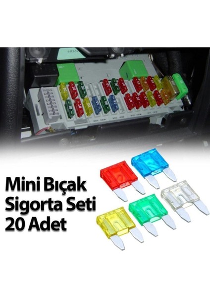 Mega Oto Market [brand] Mini Bıçak Sigorta 10 15 20 25 30 Amper 20 Adet