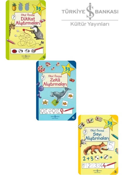 Okul Öncesi-Dikkat Alıştırmaları-Zeka Alıştırmaları-Sayı Alıştırmaları-3 Lü Set Adeda Yukselen Zeka