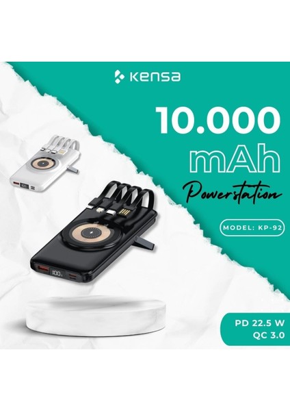 Powerbank Yeni Nesil 10.000 Mah Pd Özellikli Kablolu ve Kablosuz Dijital Göstergeli Ultra Güçlü