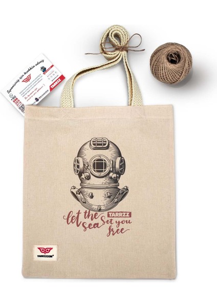 Ham Bez Çanta Tote Bag Antik Dalgıç Dokuma Saplı Kadın Omuz Çantası