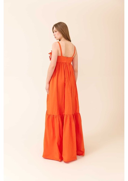 Büzgülü Maksi Boy Tafta Elbise Oranj Y2431305_011 fiyatları