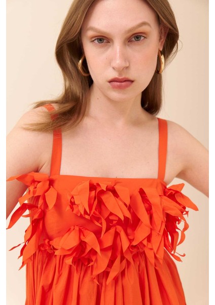 Büzgülü Maksi Boy Tafta Elbise Oranj Y2431305_011 fırsatları