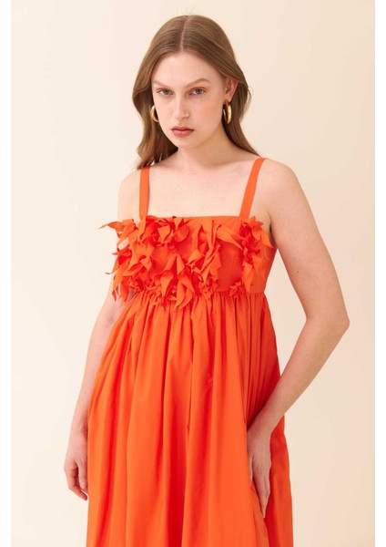 Büzgülü Maksi Boy Tafta Elbise Oranj Y2431305_011 indirimleri
