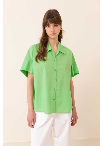 Poplin Gömlek Yeşil Y2413571_012
