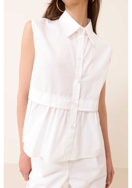 Kolsuz Şerit Detaylı Poplin Gömlek Beyaz Y2413554_002 modelleri