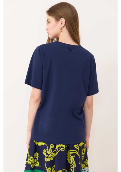 V Yaka T-Shirt Lacivert Y2423820_015
