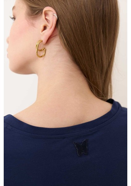 V Yaka T-Shirt Lacivert Y2423820_015