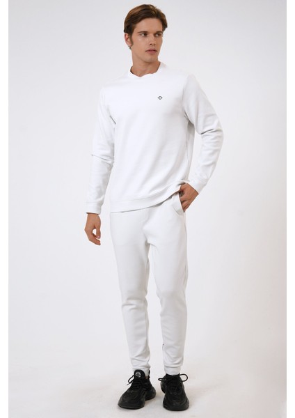 Açık Gri Regular Fit Pamuklu Bisiklet Yaka Sweatshirt