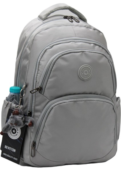 Özel Su Itici Kumaş Gri Unisex Okul Sırt Çantası 34600