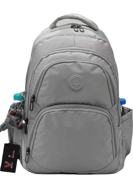 Özel Su Itici Kumaş Gri Unisex Okul Sırt Çantası 34600