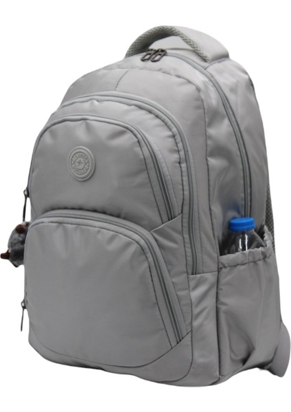 Özel Su Itici Kumaş Gri Unisex Okul Sırt Çantası 34600