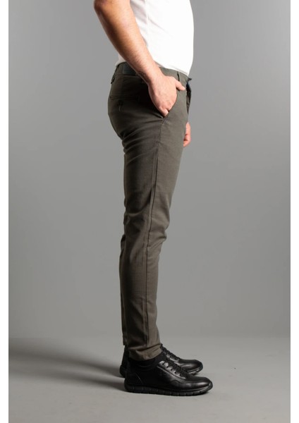 Erkek Haki Dokulu Kanvas Keten Pantolon modelleri