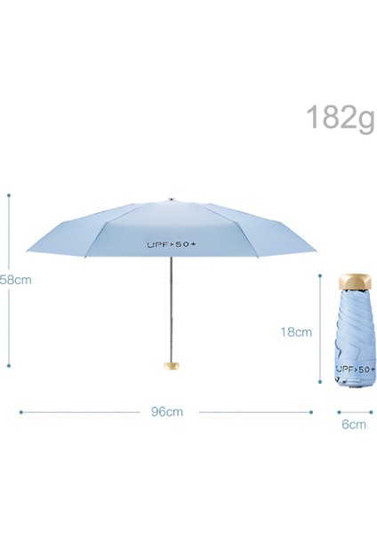 Hafif Taşınabilir UPF50 Düz Güneş Koruyucu Şemsiye (Yurt Dışından)