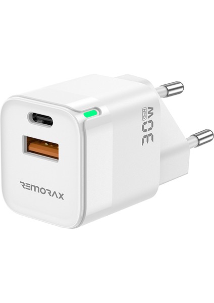 Qbic Pd 30 Watt Gan Hızlı Şarj Aleti, Çift Girişli (Usb A Qc +Type C Pd), Beyaz