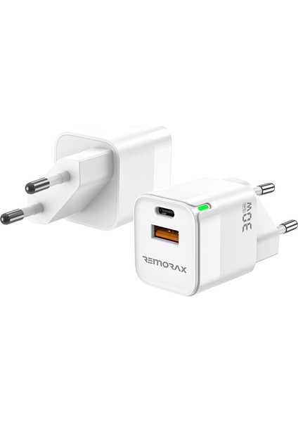 Qbic Pd 30 Watt Gan Hızlı Şarj Aleti, Çift Girişli (Usb A Qc +Type C Pd), Beyaz