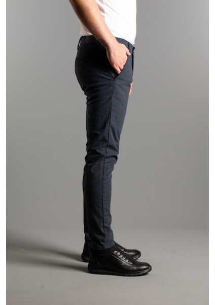 Erkek Lacivert Dokulu Kanvas Keten Pantolon modelleri