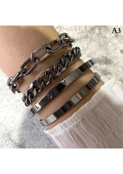 A3 Et Punk Cub Zincir Bileklik Bilezik Moda Takı Punk Zincir Bileklik Kadınlar Için Set Charm Takı Hediyeler (Yurt Dışından)