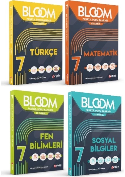 7. Sınıf Bloom Türkçe - Matematik - Fen Bilimleri - Sosyal Bilgiler Fasikül Soru Bankası 4 Kitap