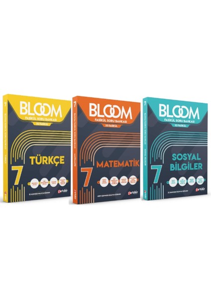 7. Sınıf Bloom Türkçe - Matematik - Sosyal Bilgiler Fasikül Soru Bankası 3 Kitap