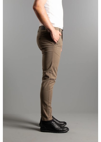 Erkek Kahve Dokulu Kanvas Keten Pantolon modelleri