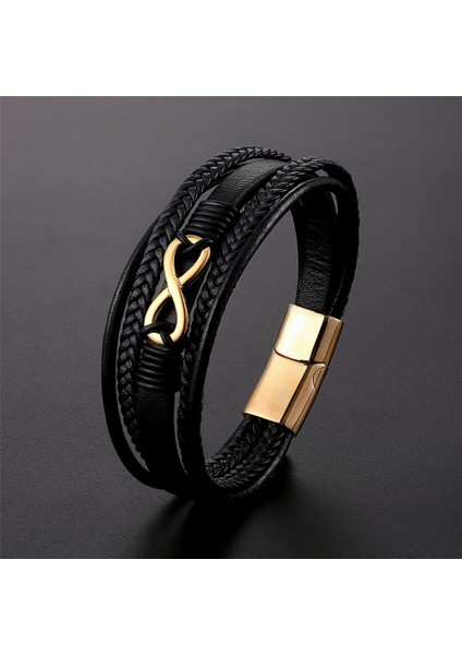 19CM Tarzı TZ-1730 Yeni Çok Katmanlı Hakiki Deri 8 Kelime Bilezik Erkekler Için Paslanmaz Çelik Manyetik Toka Moda Bilezik Erkek Takı Pulseira (Yurt Dışından) fiyatları