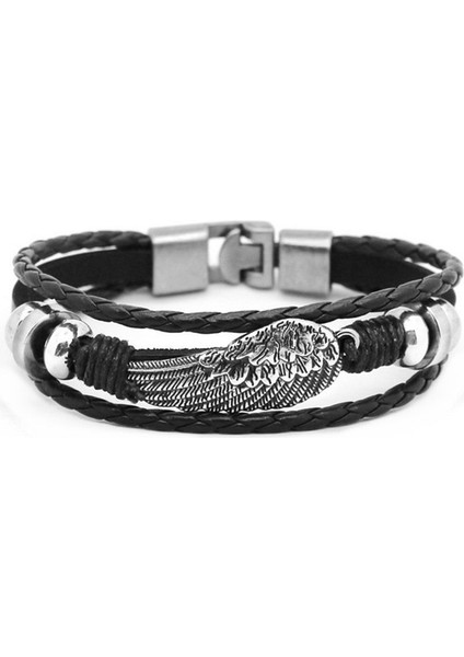 21CM Tarzı TZ-316 2019 Melek Kanatları Çok Katmanlı Bilezik Erkekler Rahat Örgülü Deri Bilezikler Kadın Ahşap Boncuk Bilezik Punk Rock Takı Pulseira (Yurt Dışından)