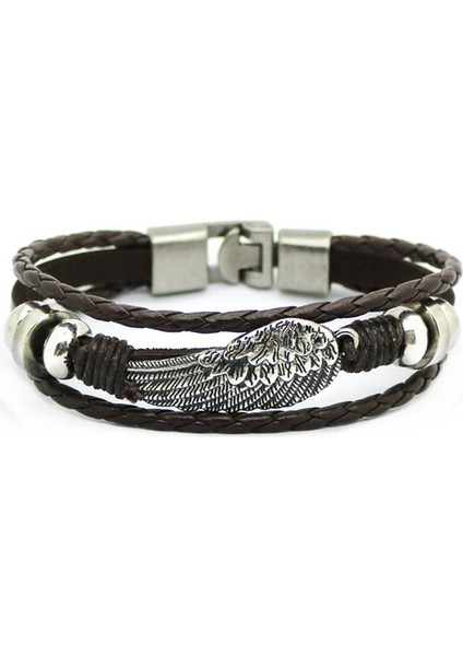 21CM Tarzı TZ-316 2019 Melek Kanatları Çok Katmanlı Bilezik Erkekler Rahat Örgülü Deri Bilezikler Kadın Ahşap Boncuk Bilezik Punk Rock Takı Pulseira (Yurt Dışından)