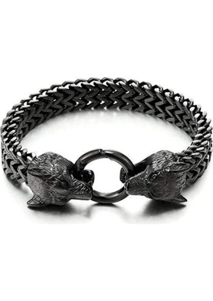 AL9-GÜMÜŞ-23CM Alaşım Kurt Başkanı Bilezik Erkek Paslanmaz Çelik Zincir Viking Bilezik Biker Erkekler Parti Moda Takı Hediye (Yurt Dışından) fiyatları