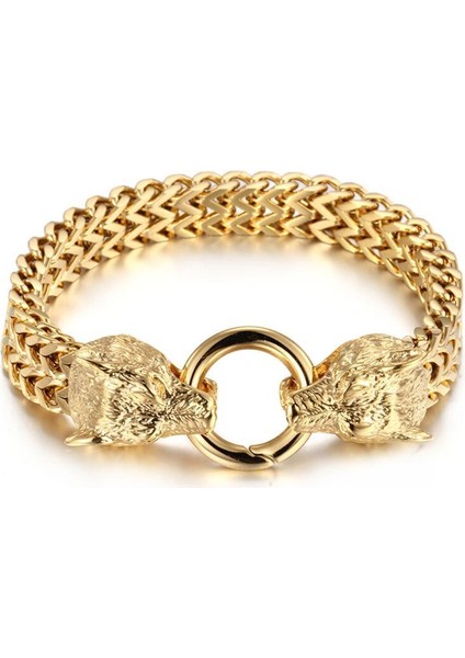 AL9-GÜMÜŞ-23CM Alaşım Kurt Başkanı Bilezik Erkek Paslanmaz Çelik Zincir Viking Bilezik Biker Erkekler Parti Moda Takı Hediye (Yurt Dışından) fırsatları