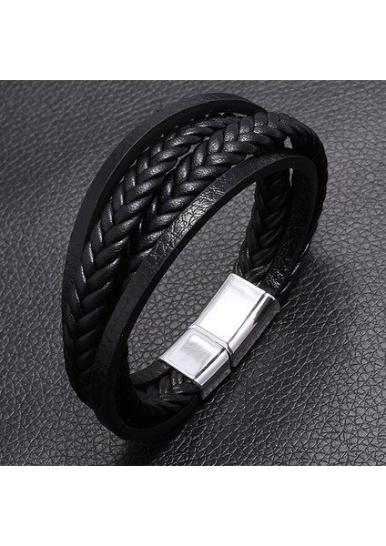 NO.84199 Boyutu Zorcvens Yeni Moda Charm Deri Bileklik Erkek Bileklik Punk Vintage El Yapımı Siyah Kahverengi Örgü Bileklik Bilezik (Yurt Dışından) indirimleri