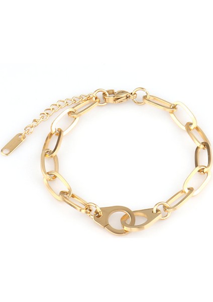 0240-G Paslanmaz Çelik Boncuklu Bilezikler Kadınlar Için Altın Renk Bilezik Kalp Kolye Bilezikler Charm Bilezik Takı Hediye (Yurt Dışından)